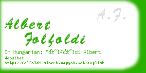 albert folfoldi business card